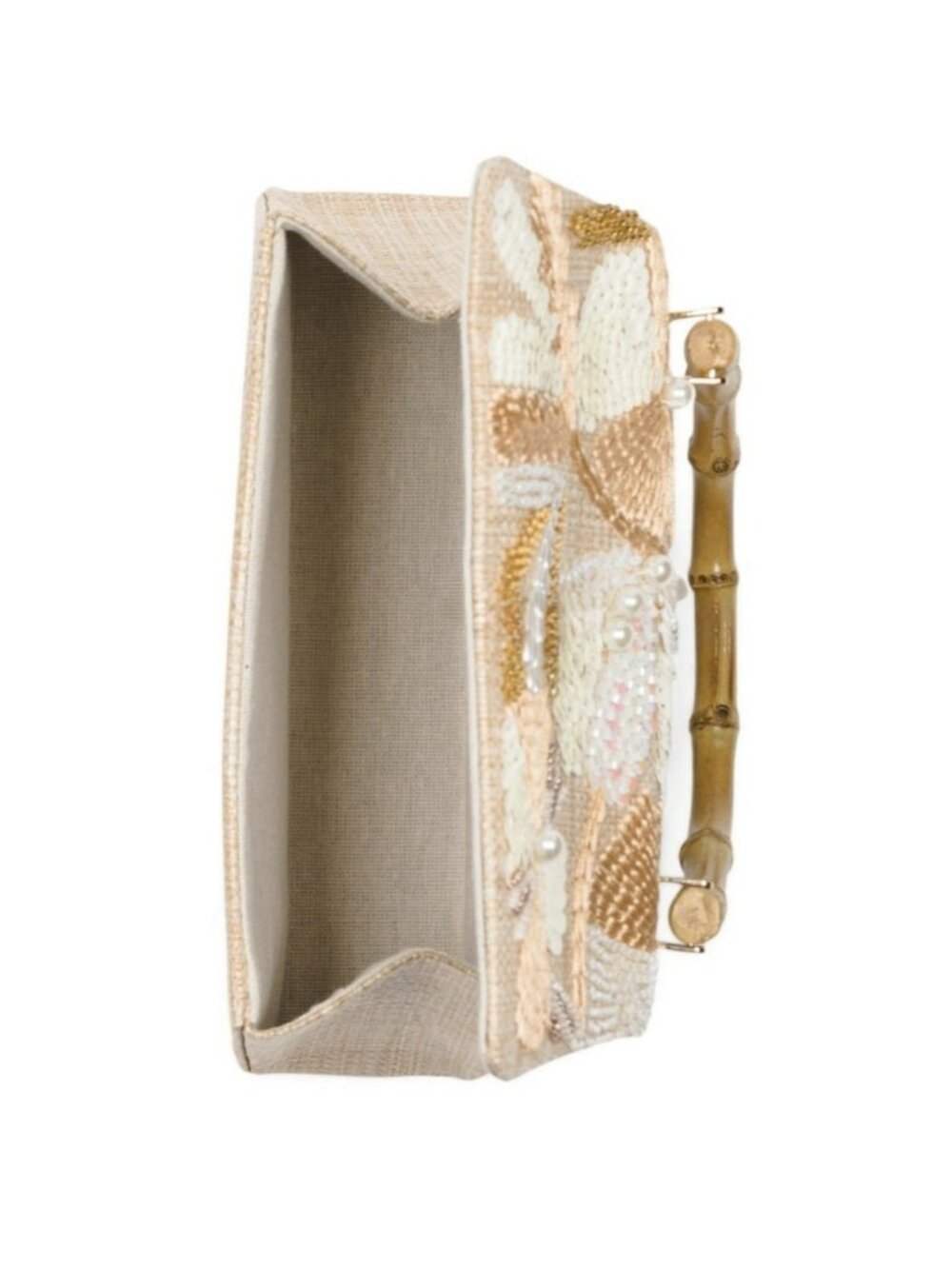New With Tags HAUTE HIPPIE Small Boho Beaded Sequin Natural Linen Purse Clutch - Picture 4 of 16